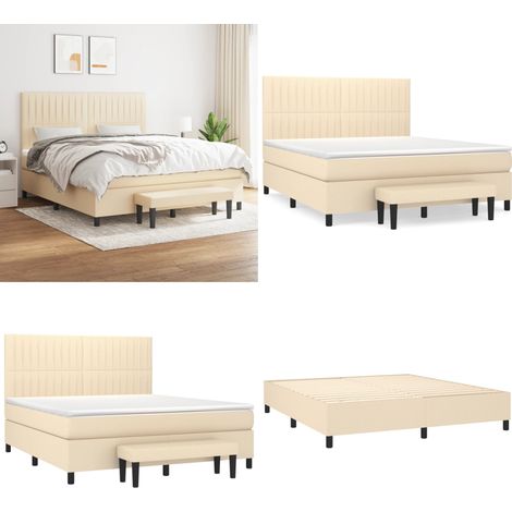 Boxspringbett mit Matratze Creme 180x200 cm Stoff - Boxspringbett - Doppelbett - Cremefarbenes Bett - Bettenrahmen - Matratze - Home & Living (1/5)