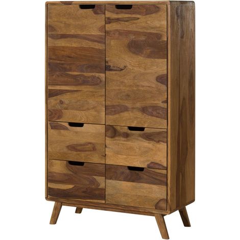 Highboard Sheesham 90x40x145 natur sandgestrahlt lackiert MALMÖ 2 210 (1/4)
