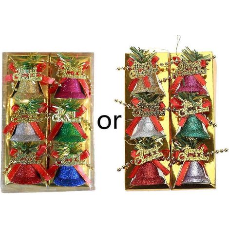 6 Pièces Ornements de Noël Clochettes à Paillettes Multicolores Décoration de Fête (1/4)