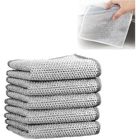 Lot de 10 torchons multifonctionnels en acier inoxydable, anti-rayures. (1/5)