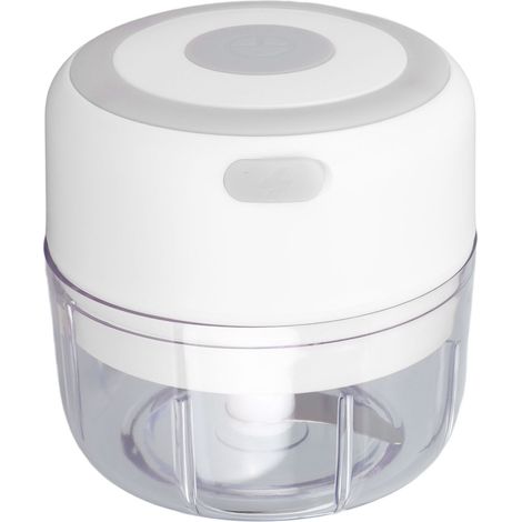 Mini hachoir à ail électrique rechargeable USB, 100 ml, en acier inoxydable blanc (1/5)