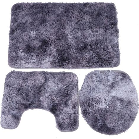 Lot de 3 tapis de salle de bain violet, antidérapant, doux, couvre-siège de toilettes, tapis de contour, décoration intérieure