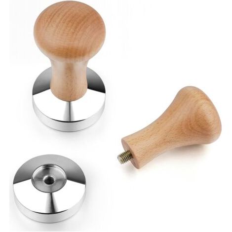 BUNTHAUS Presse à Café en Acier Inoxydable 51mm, Pilon à Café en Poudre, Presse a Cafe, Espresso Café Sabotage, Accessoires de Cuisine avec Manche en Bois, pour Le Bureau, La Maison, Les Fêtes (1/5)