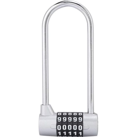 Candado de aleación de 5 dígitos con combinación, cerradura con código de seguridad en forma de U, cerradura extra larga para puerta de gabinete, candado con combinación reiniciable, gabinete para PC