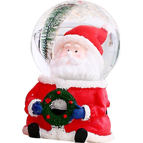 Boule à neige de Noël lumineuse à couleurs changeantes, décoration en résine et verre, boule de Noël avec petit vieil homme à grosse tête (1/5)