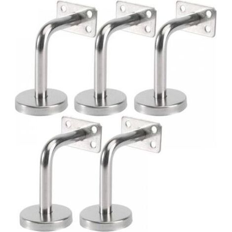 Lot de 5 Support Main Courante Inox - Murale Supports de Main Courante pour Escalier Exterieur Intérieur, Rampe Escalier Bois, Rail D'escalier (6x8x5cm/2.7x3.1x2.0in)Sans vis (1/5)