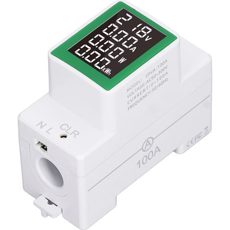Digitaler Energiezähler, einphasig, Stromverbrauchsanzeige, Wechselstrom 50–300 V, 0–100 A, Voltmeter, Amperemeter, Multimeter (1/5)