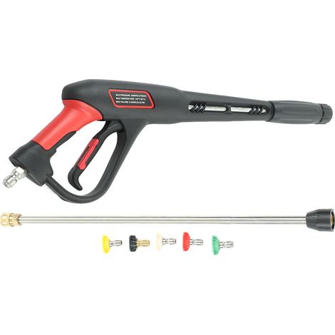 Pistolet nettoyeur haute pression 54 cm 4000 PSI, multifonctionnel, pour usage domestique et jardin, avec rallonge et buse de 5 couleurs (interface 3/8").