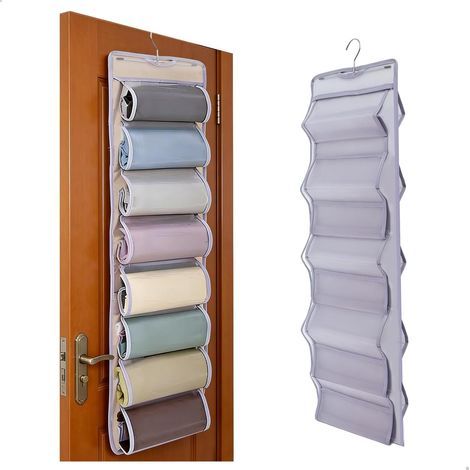 Rangement Suspendu avec 8 Treillis, Étagère Suspendue avec Crochet Métallique, Au dos D'une Porte Storage de Pliable, Over the Door Storage pour Ranger Pantalons de Yoga Serviettes Foulards(Violet) (1/5)