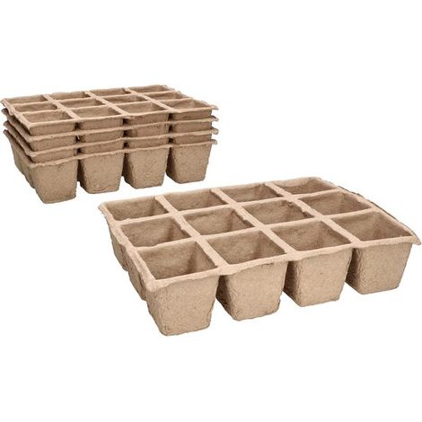 72 Torftöpfe, biologisch abbaubar, 6 Stück Torftöpfe, 165 x 125 x 45 mm, für drinnen und draußen, beige (1/5)
