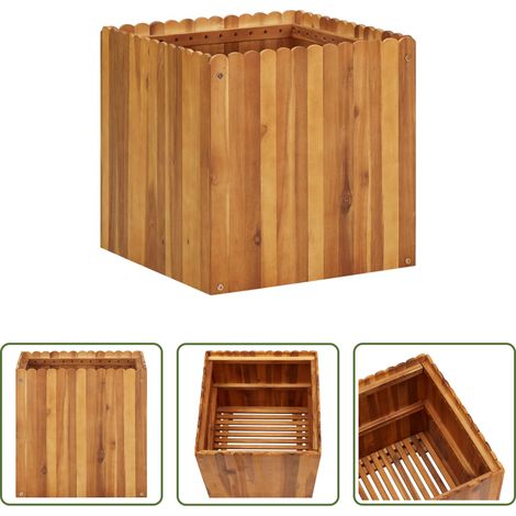 Jardinière en bois - Lit surélevé de jardin 50x50x50 cm Bois massif d'acacia (1/5)