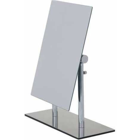 WENKO Specchio a terra regolabile in altezza Pinerolo, utilizzo orizzontale o verticale, Acciaio - vetro, 23x10x27-35 cm, cromato (1/7)