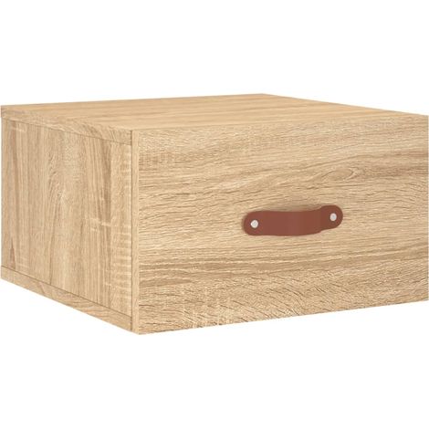 Maison Exclusive - Mesita de noche de pared color roble Sonoma 35