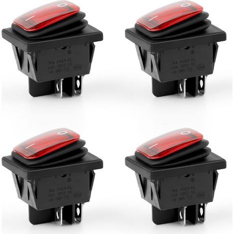 4 Interrupteur, Interrupteur à Bascule Étanches, AC 16A/250V 20 A/125V 4 Broches 2 Positions, Interrupteur à Basculante pour Montage sur Panneau pour Produits Électriques (1/5)