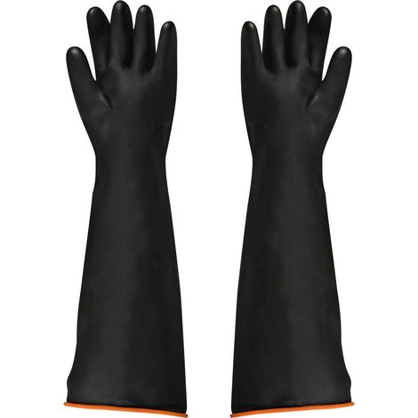 1 Pair 55cm Black Latex Gloves Acid/Alkali Resistant/Industrial Safety Work Protective Gloves
