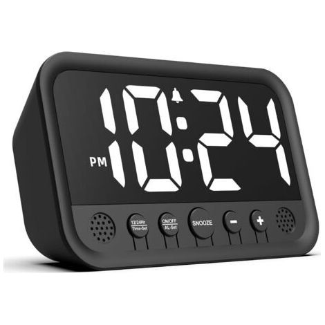 Large Digits Digital Alarm Clock, Digital Clock with LED Display, Adjustable Brightness and Volume, Snooze Function, 12/24 Hour Format, Mains Powered Digital Clock (1/5)