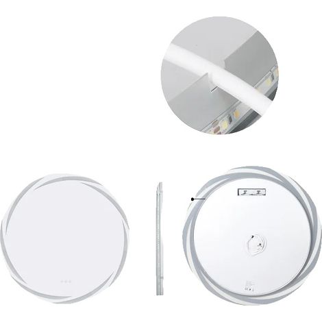 Miroir de Salle de Bain, LED Rétroéclairé, Fonctionnalités de Capteur Tactile, 60cm (24 inch) (1/2)