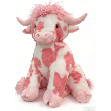 Peluche Vache - Vache Highland Rose - Jouet en Peluche Doux pour Décoration Intérieure ou Cadeau - 25 cm (1/5)