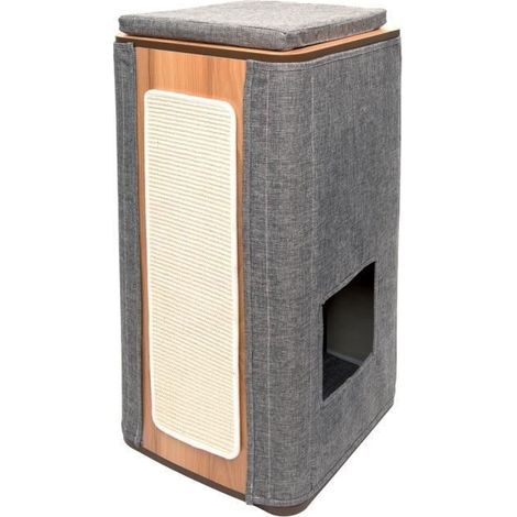 VESPER Arbre a chat en MDF - 42,5 x 87 x 42,5 cm - Gris pierre (1/5)