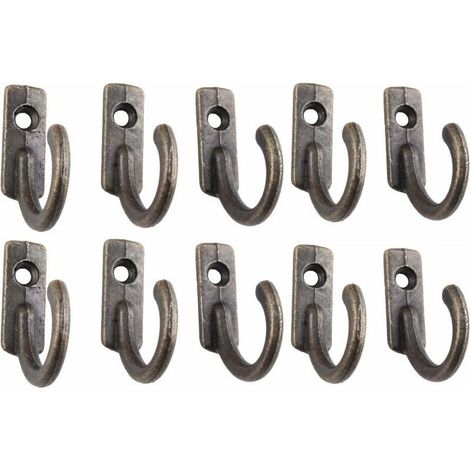 Decorative Wall Hook/Key Holder, Vintage Bronze, 10 Pieces