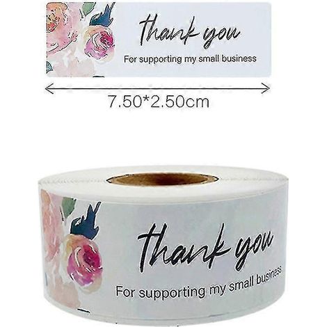rouleaux d'autocollants « Merci » à motifs de fleurs carrées mignonnes, 120 autocollants par rouleau. (1/4)