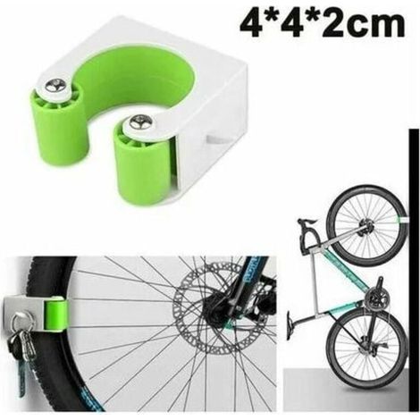 Lots de 3 Boucle de stationnement de vélo support mural VTT vélo de route support de rangement vertical Clip support de vélo présentoir boucles VTT vélo, vert-4x4x2cm (1/5)