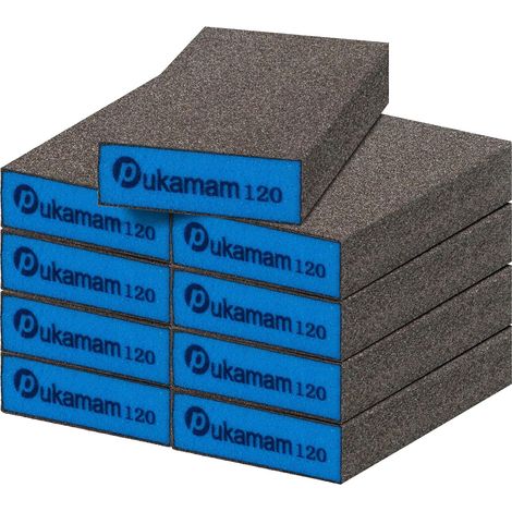 9 Pièces Éponge à Poncer 67x97x22mm P120 remplacer Papier de Verre Polir Carrosserie Bois Métal Peinture Plastique Sec et Humide Eponge Abrasive (1/5)