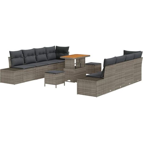 Maison Exclusive - Conjunto de sofás de jardín 11 pcs Gris ratán