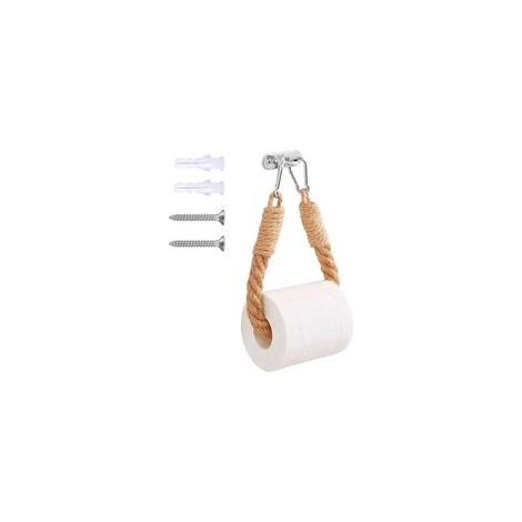 Toilettenpapierhalter, Vintage-Toilettenpapierrollenhalter aus Hanfseil, Wandmontierte Toilettenpapieraufbewahrung zur Badezimmerdekoration (Braun, 2 x 49 cm)