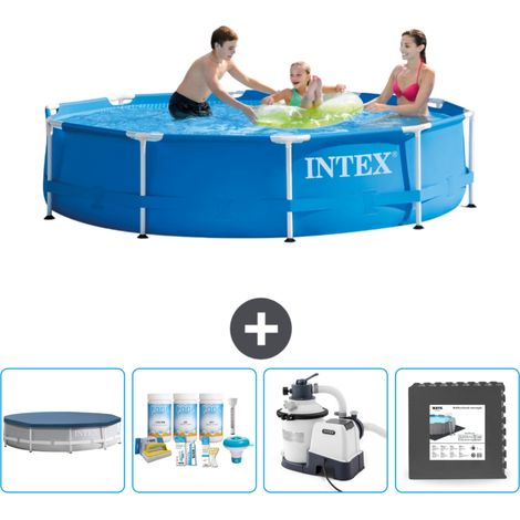 Intex-Schwimmbecken mit rundem Rahmen – 305 x 76 cm – Blau – im Lieferumfang enthalten Accessoire CB61