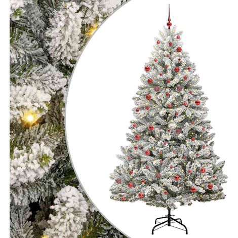 Künstlicher Weihnachtsbaum Grün und Weiß 210 cm PVC und Metall