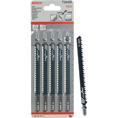 Bosch 2608633A34 T 344 D Speed for Wood Jigsaw Blade 152mm Pack of 5 BPAT344D
