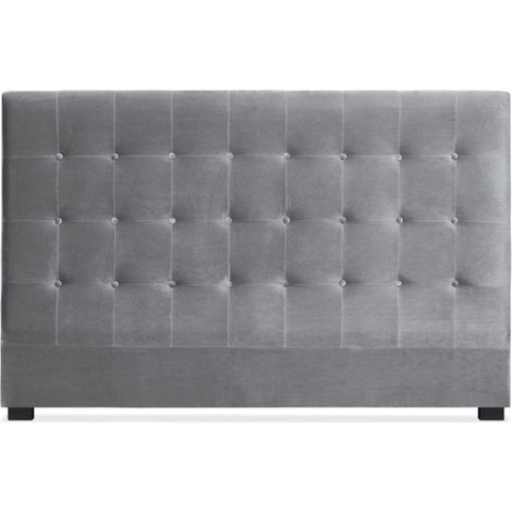 Tête de Lit Capitonnée en Velours "Amor" 180cm Argent (1/3)