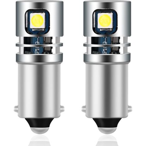 2 lampadine LED BA9S 53 T4W 12V 5 LED 3030 6000K bianco per luci di cortesia auto, luci di posizione laterali, indicatori di direzione, luci posteriori e luci targa. (1/4)