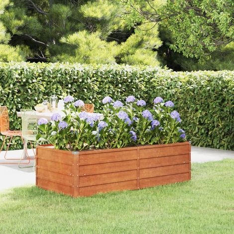 Jardinière Relief Acier Corten 160 X 80 X 45 cm. Aspect Rouille, Très tendance. Jardin, Patio, Balcon (1/5)