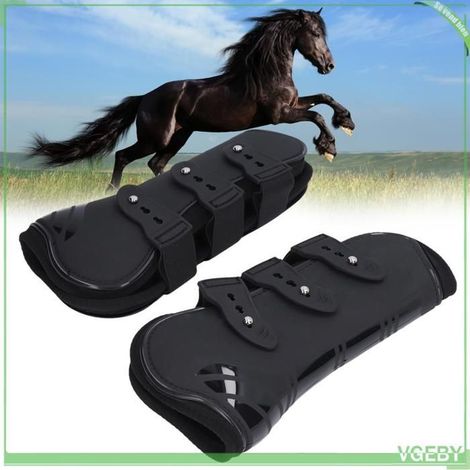 VGEBY bottes de soutien de cheval 2pcs Bottes De Jambe De Cheval PU Néoprène Protecteur animalerie selle Pieds noirs L (1/5)