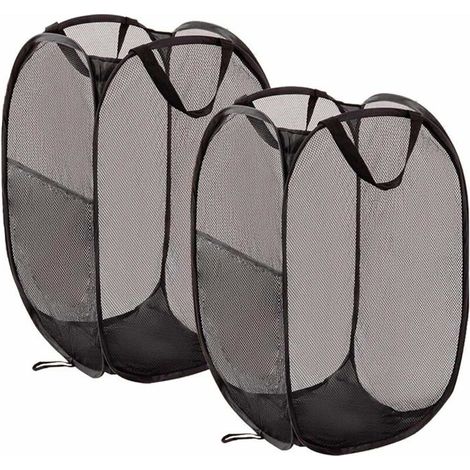 2 Pièces Paniers À Linge Pop-Up Solides En Mesh Avec Poche Latérale–Parfait Pour Salle De Bains,Chambre D'Enfant,Résidence É[CA275] (1/5)