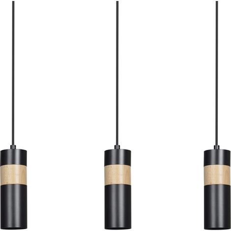 Suspension Emibig AKARI 3 3xGU10 noir/bois design, dimmable (1/5)