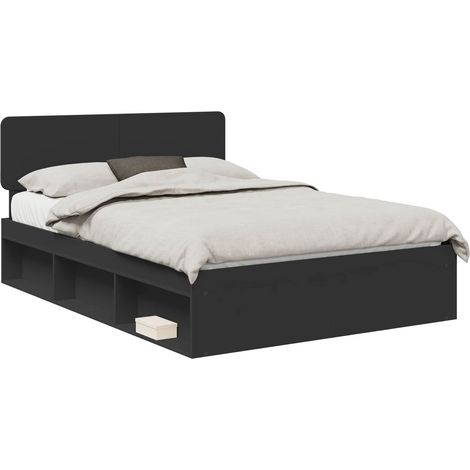 Maison Exclusive - Cadre de lit avec tête de lit Noir 160 x 200 cm Pin massif