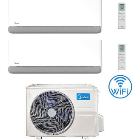 Klimaanlage Midea Breezeless-E Wifi R32 Dual Split 9000 + 12000 BTU mit E.U. M2OH-14HFN8-Q Wechselrichter Klasse A++/A+