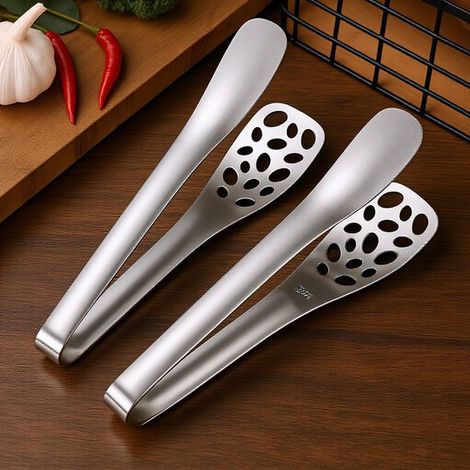 2 pinzas de cocina, acero inoxidable, para cocinar alimentos, filetes, pan, barbacoa, pinzas multifuncionales para el hogar, 255,2 cm (1/5)