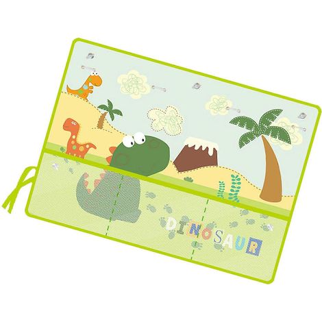 Pare-soleil de voiture, rideau de protection solaire multifonctionnel avec rangement et sac en filet, ventouses, motif dinosaure (1/5)