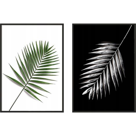 POSTER IMMAGINARI IN CORNICE 33x43cm Dittico Set di 2 dipinti Foglie di palma P979 (1/3)