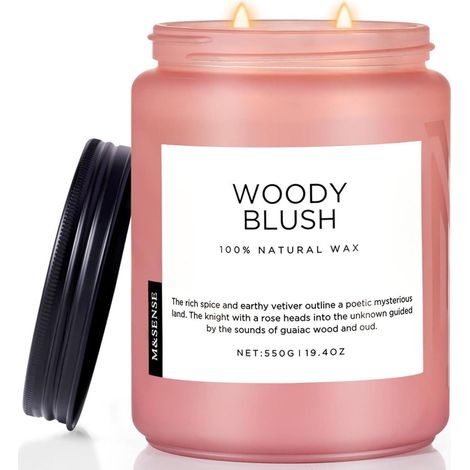 Duftkerze Rose Vetiver Glas 550g 110h 2 Dochte Holziges Erröten 550g (1/5)