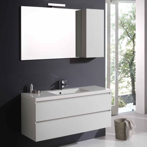 Mueble De Baño Con Compartimientos Espejo De Blanco Bosque 120 Cm Con Mueble De Pared (1/5)