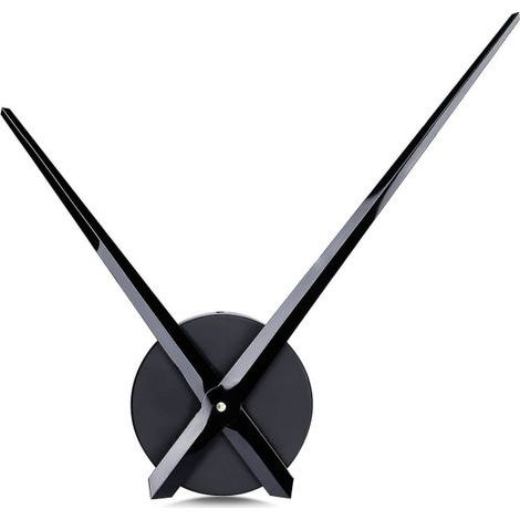 Grande horloge murale noire à une aiguille sans cadran. Mécanisme à axe longitudinal haut avec aiguilles de 31,5 cm. (1/5)