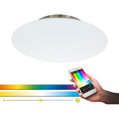 Plafonnier LED EGLO 33228 Crosslink FRATTINA-C nickel-mat H:13cm Ø:43,5cm dimmable 2700-6500K avec fonction Connect