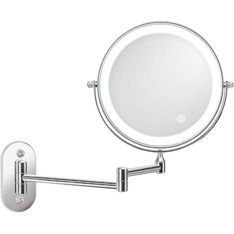 Grossissement LED pour miroir mural de 8 '', rechargeable par USB avec 1X/7X, Blanc (1/3)
