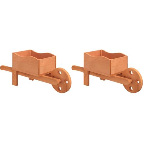 2 pcs Jardinière,Bac à fleurs,Pot de fleurss brouette 47x15x19 cm bois de sapin massif CFW41961 (1/5)