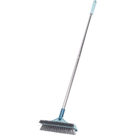 Brosse de nettoyage de sol 3 en 1 avec tête rotative à 180° et long manche, grattoir et nettoyant pour joints, bleu clair. (1/5)